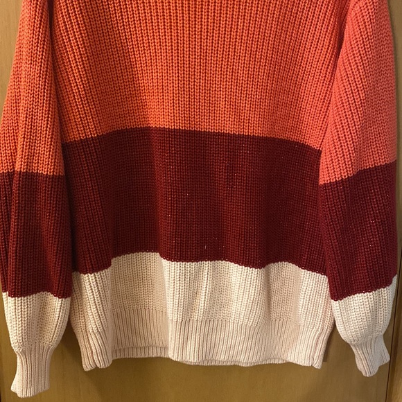 Skies are Blue Colorblock Striped Cowl Neck Sweater Pink Coral Size Small - Picture 10 of 10